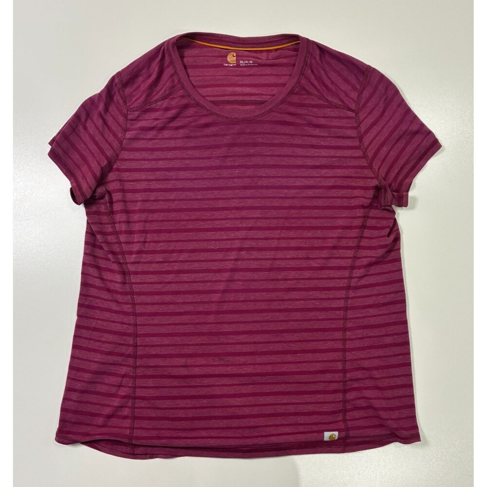 Carhartt Women’s Striped T-Shirt Pink Size XL Casual Workwear Tee